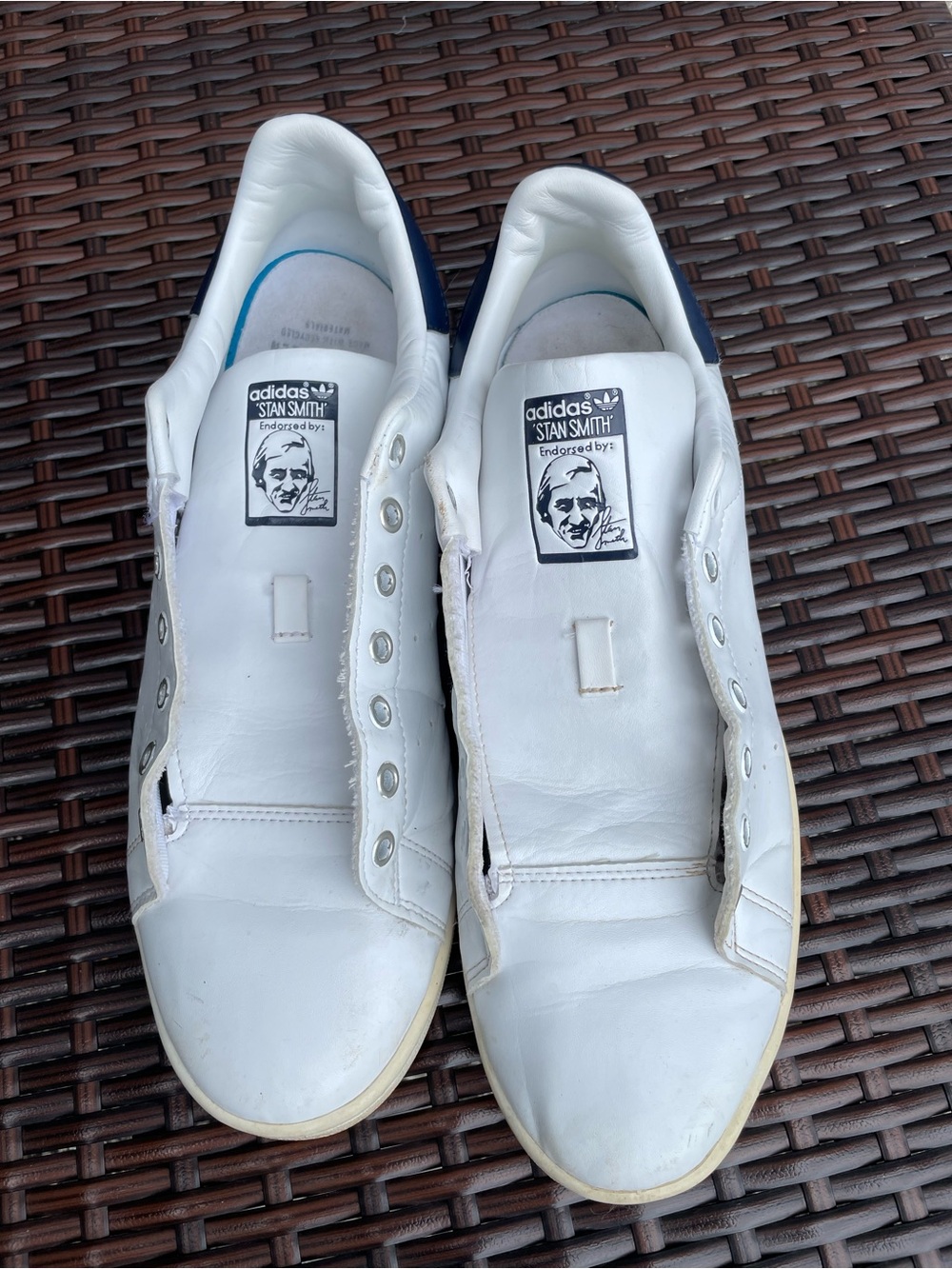 adidas White Sneakers with Navy Heel Tab - Stan Smith Style